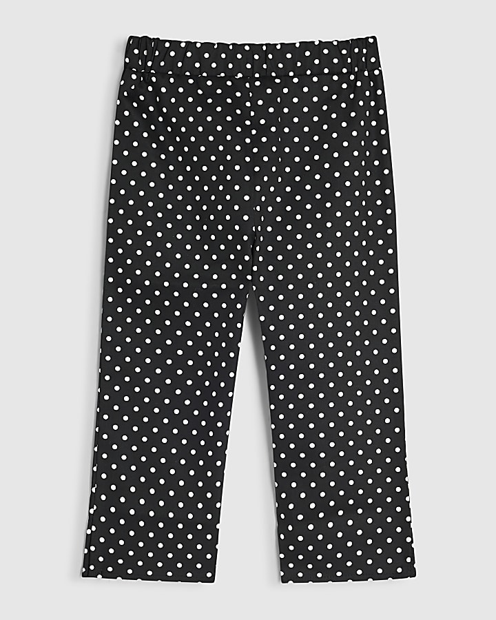 Girls Black Polka Dot Capri Leggings