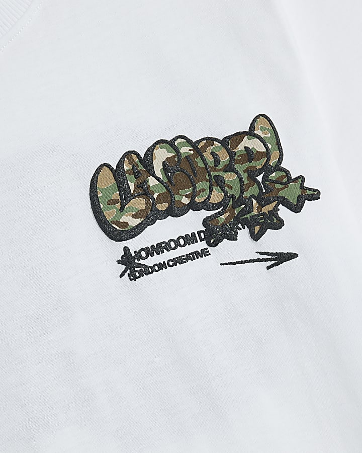 Boys White Camo Graffiti T-Shirt