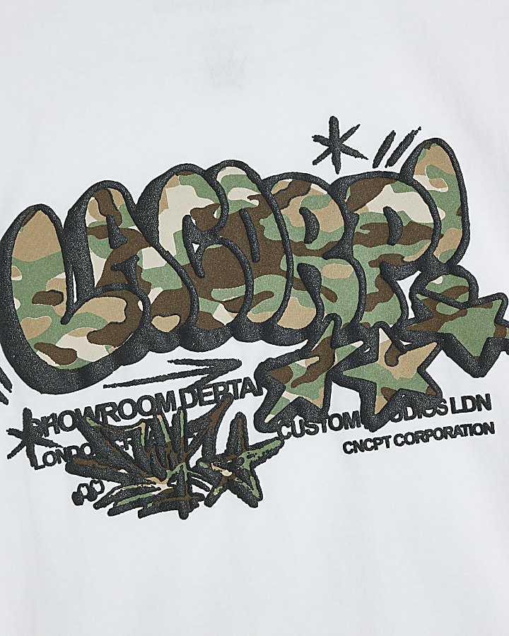 Boys White Camo Graffiti T-Shirt