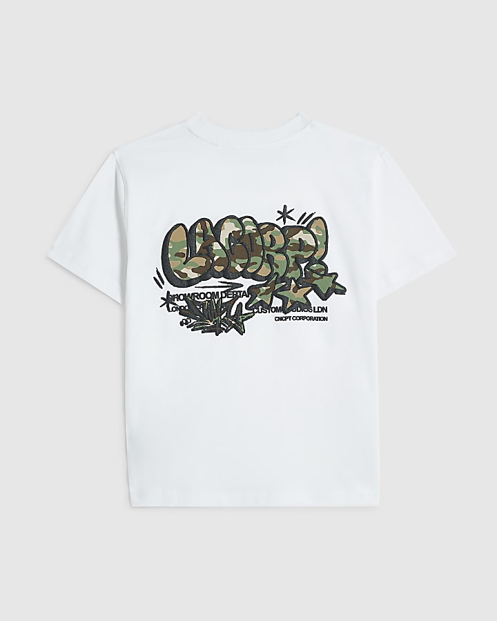 Boys White Camo Graffiti T-Shirt