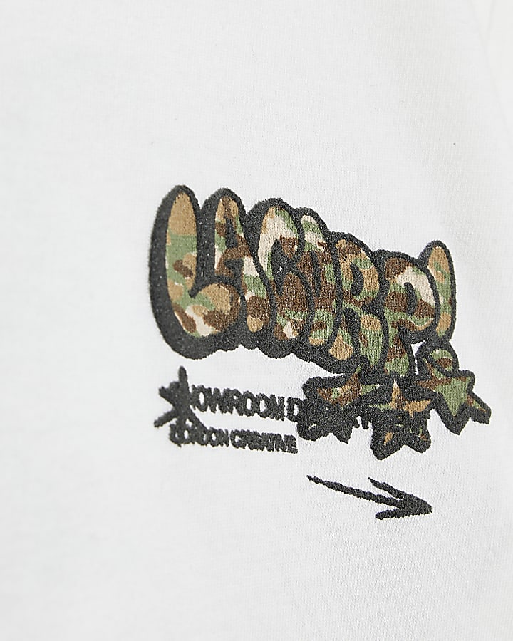 Mini Boys White Cotton Camo Graffiti T-Shirt