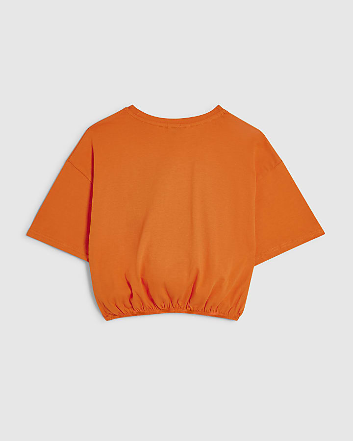 Girls Orange Halloween Cinch Spider T-Shirt