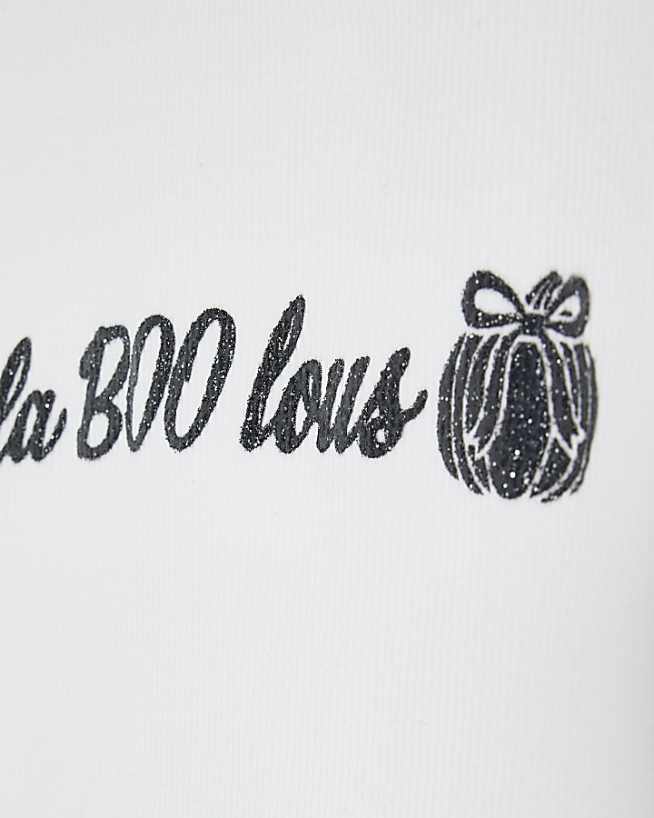 Girls White Halloween Faboolous T-Shirt