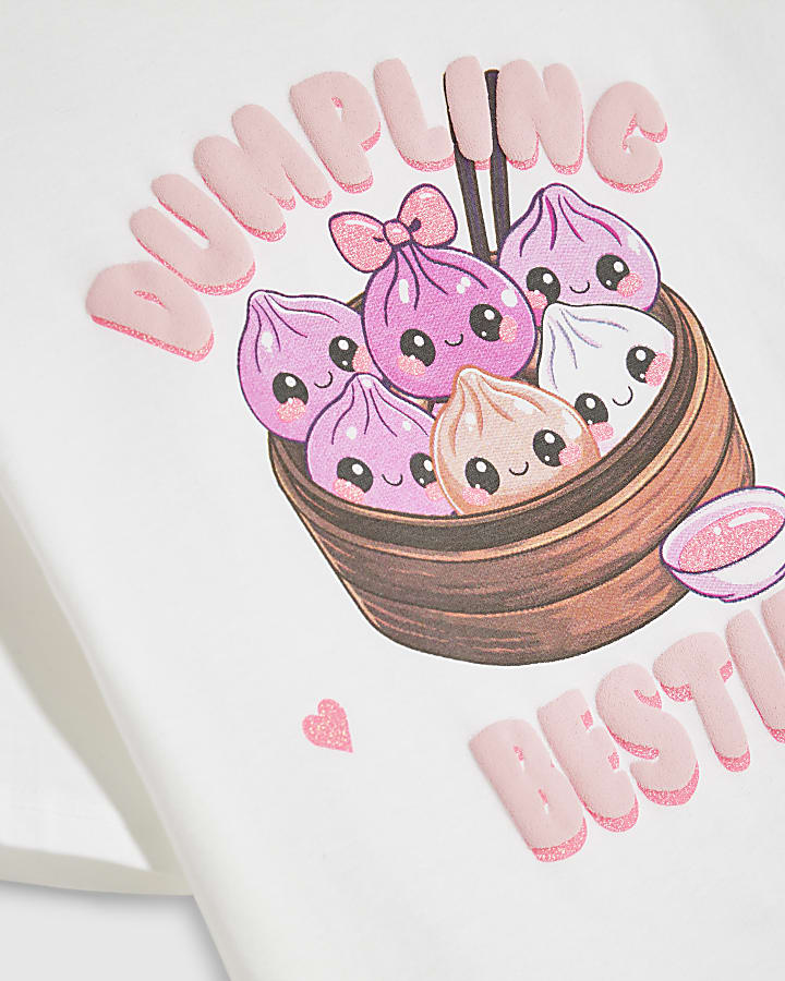 Girls White Dumpling Bestie T-Shirt