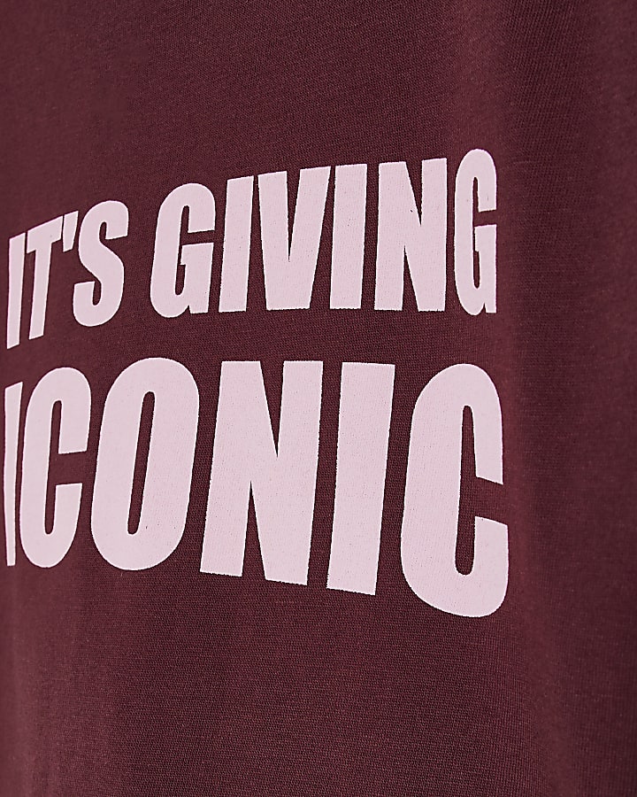 Girls Burgundy Its Giving Iconic T-Shirt