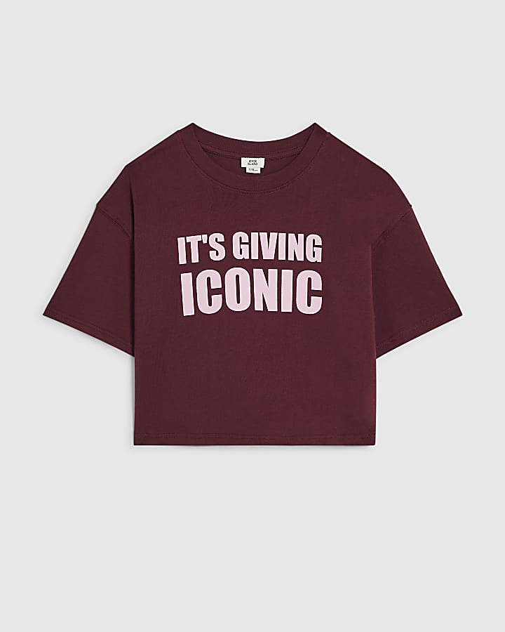 Girls Burgundy Its Giving Iconic T-Shirt