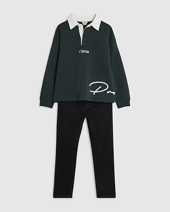 Boys Green Prolific Sweatshirt And Jeans Set