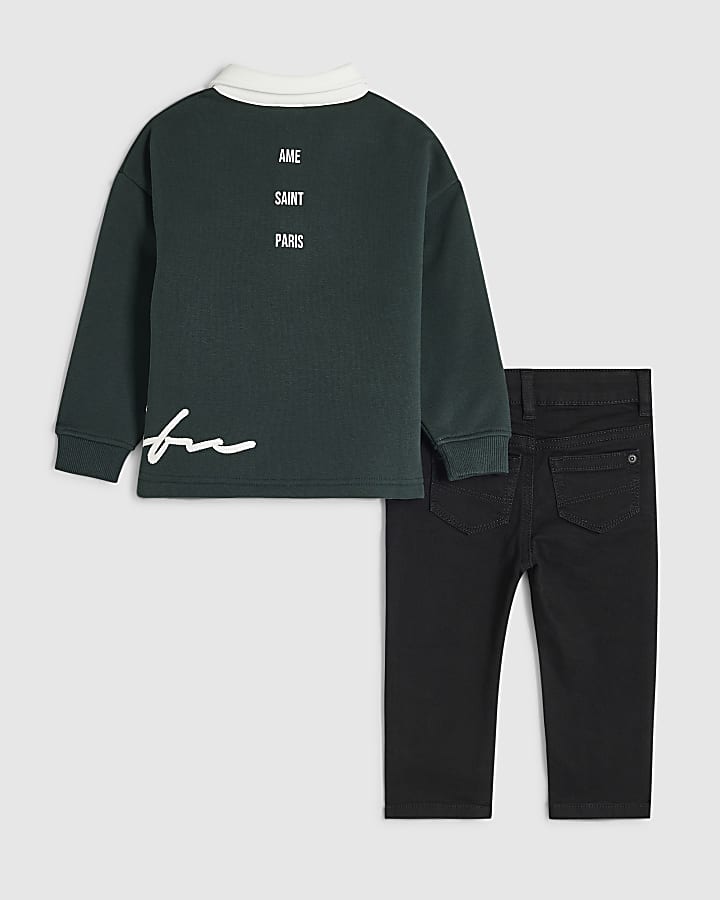 Mini Boys Green Prolific Sweatshirt And Jeans