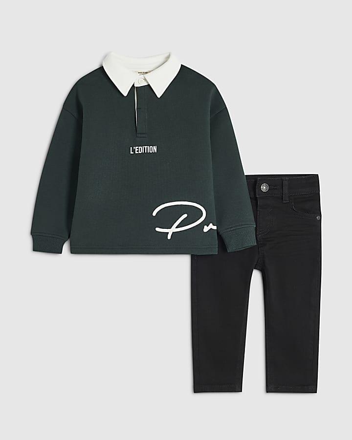 Mini Boys Green Prolific Sweatshirt And Jeans