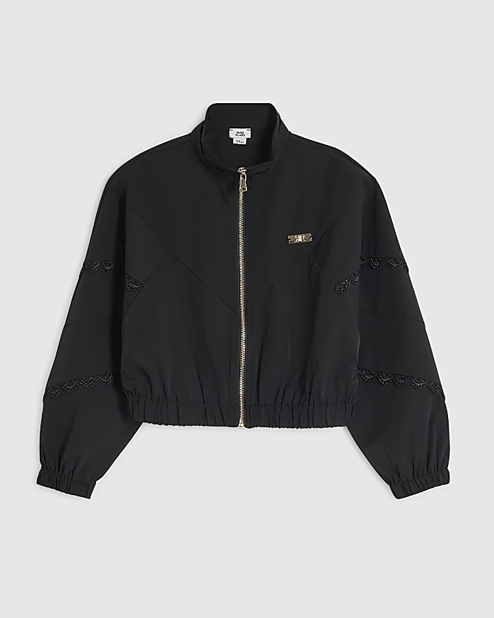 Girls Black Lace Nylon Jacket