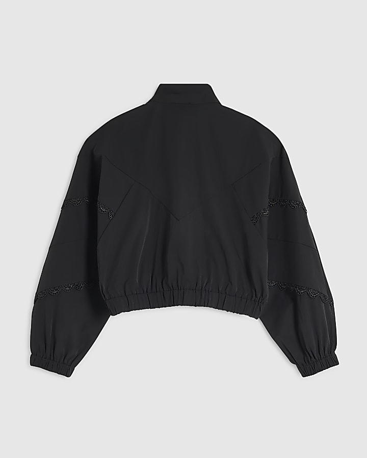 Girls Black Lace Nylon Jacket