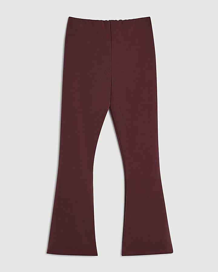 Girls Burgundy Flare Trousers 