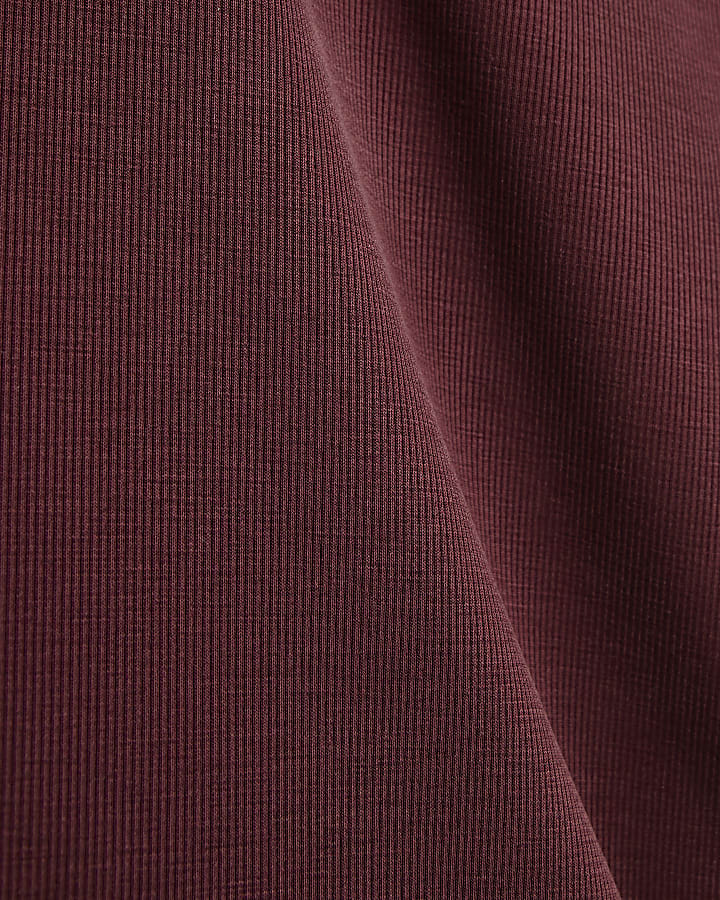 Girls Burgundy Rib Crop Top