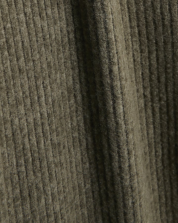 Girls Khaki Rib Twist Top and Trousers Set