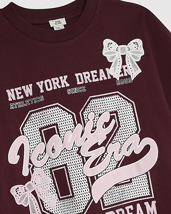 Girls Burgundy Iconic Era 82 T-shirt