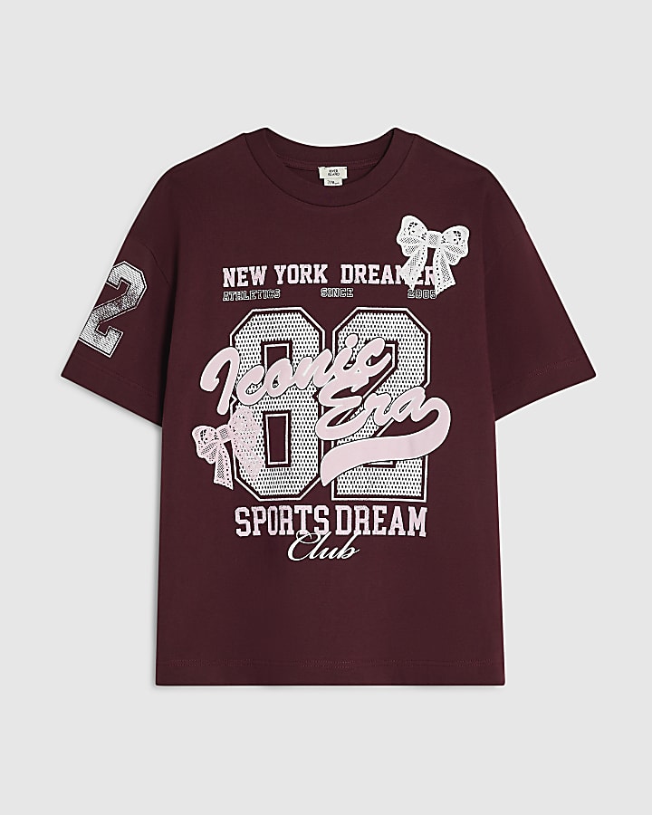 Girls Burgundy Iconic Era 82 T-shirt