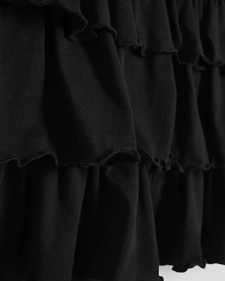 Girls Black Tiered Skirt Set