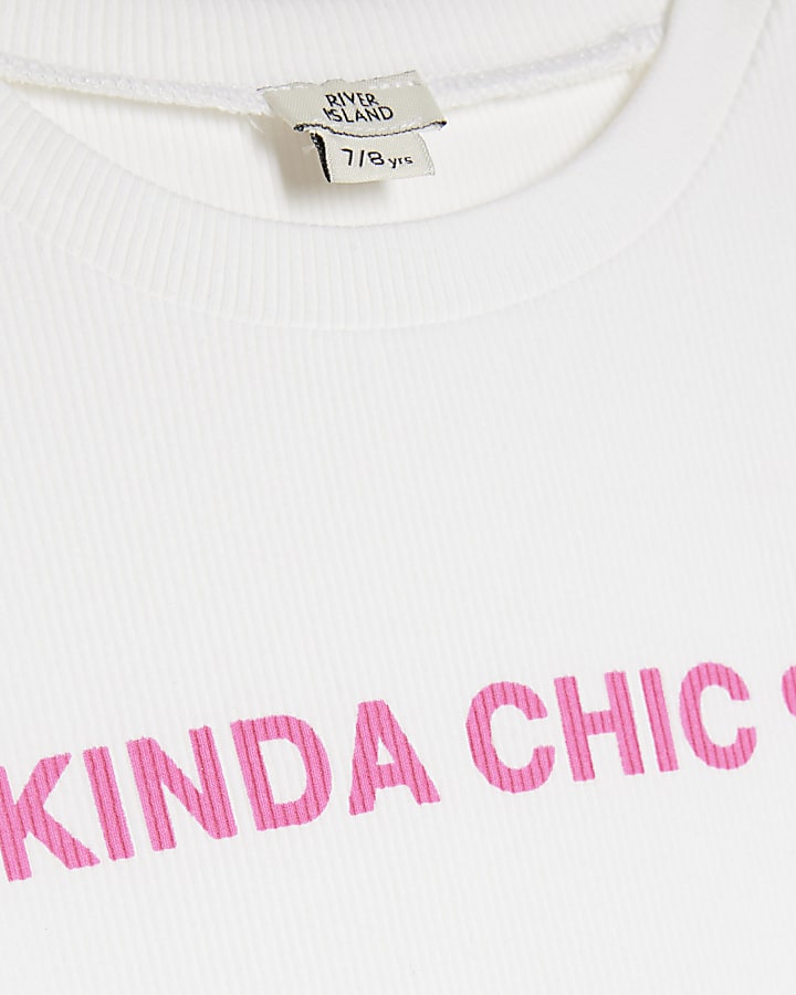Girls White Kinda Chic Heart T-Shirt