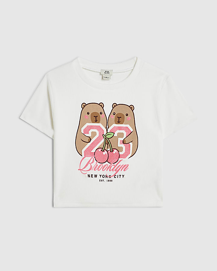 Girls White Capabara Brooklyn T-Shirt