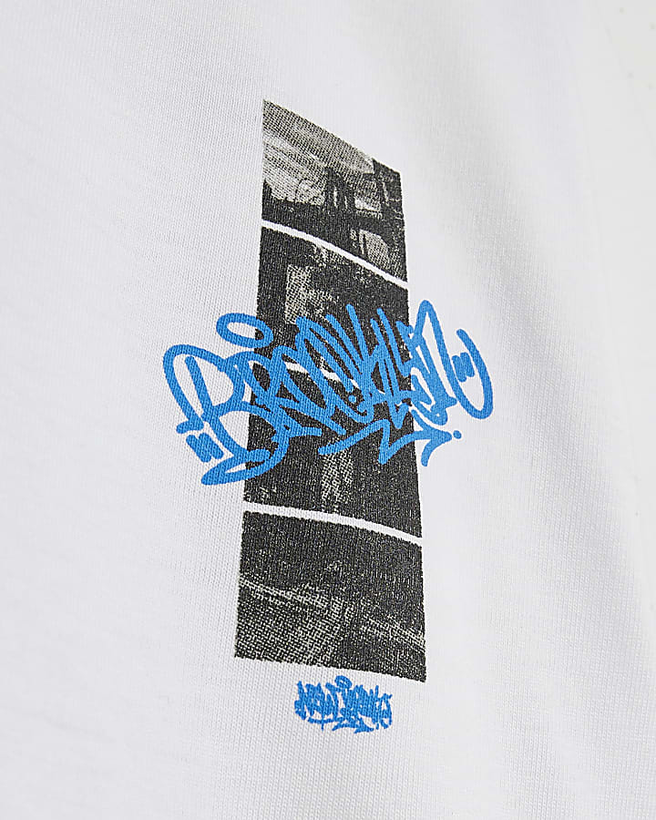 Boys White New York Graffiti T-Shirt