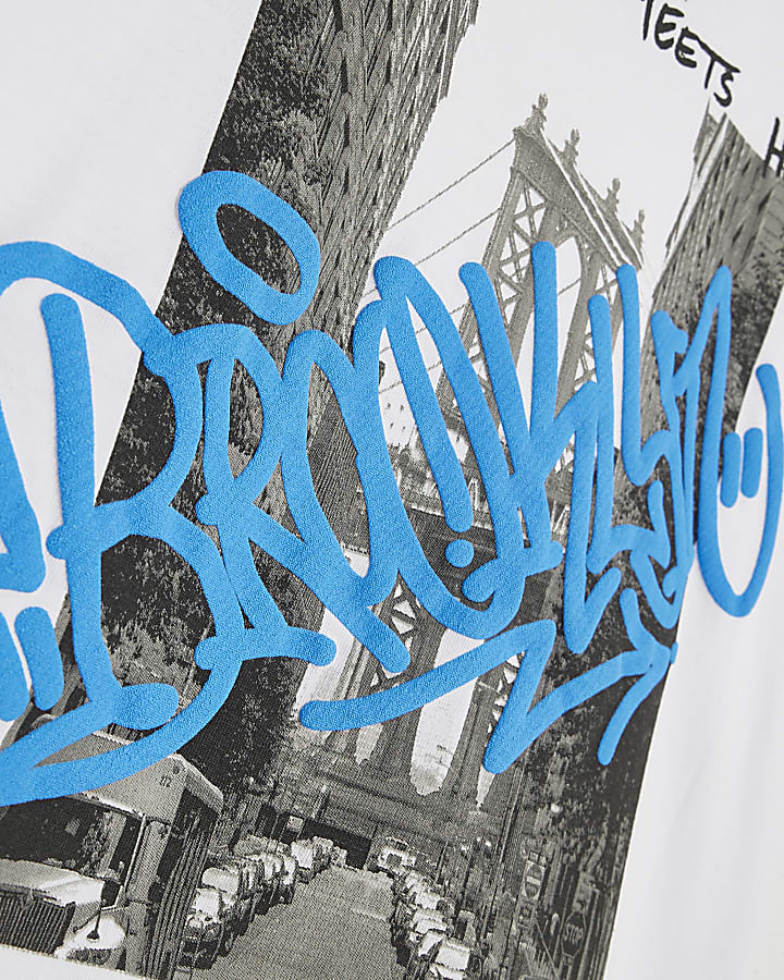Boys White New York Graffiti T-Shirt