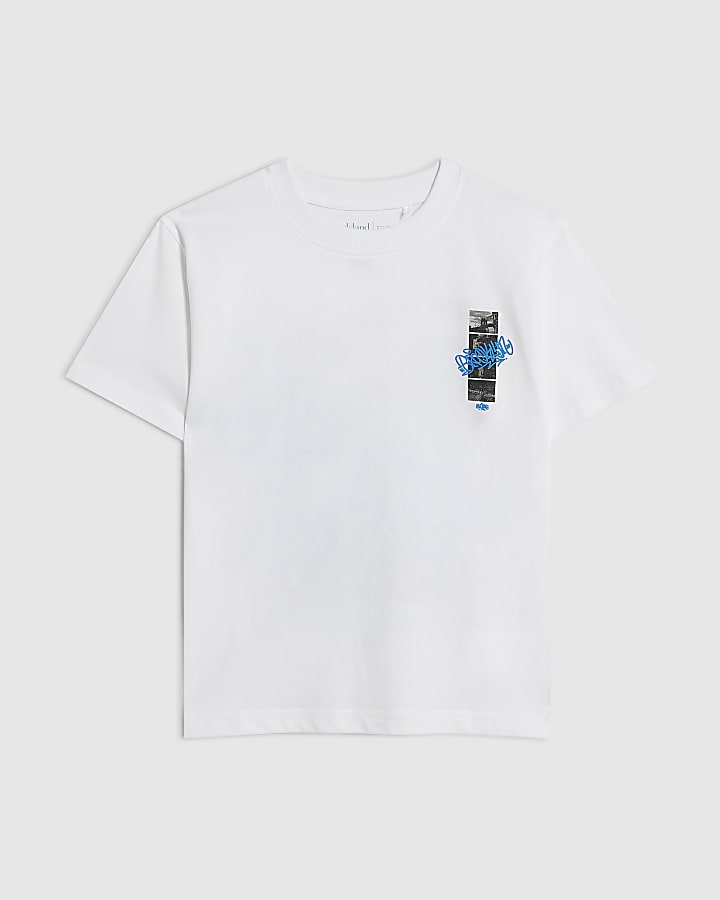 Boys White New York Graffiti T-Shirt
