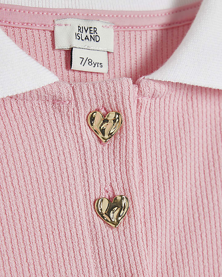 Girls Pink Polo Shirt Dress