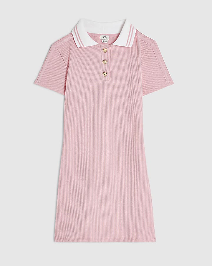 Girls Pink Polo Shirt Dress