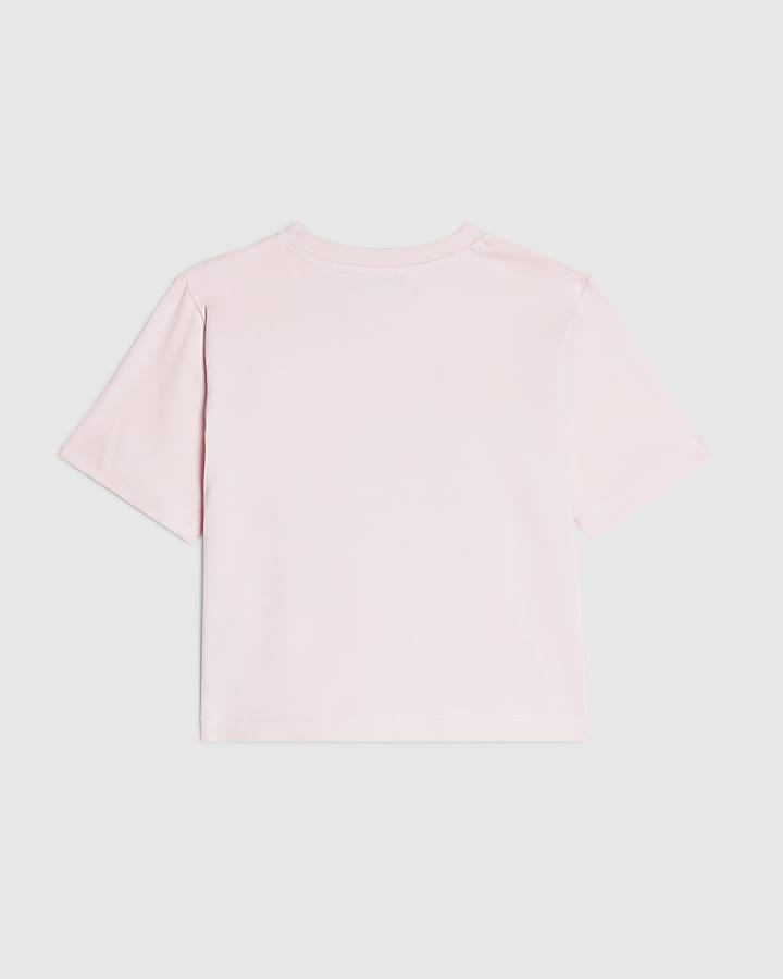Girls Pink Capybara Icon Embellished Crop Top