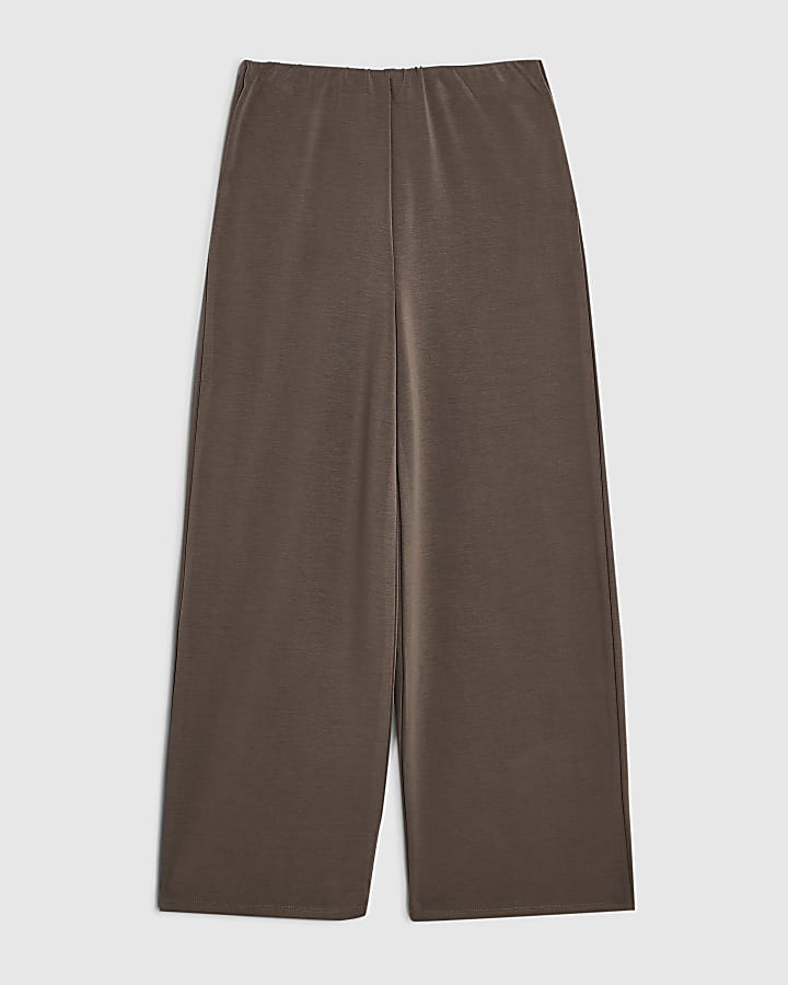 Girls Khaki Soft Touch Wide Leg Trousers
