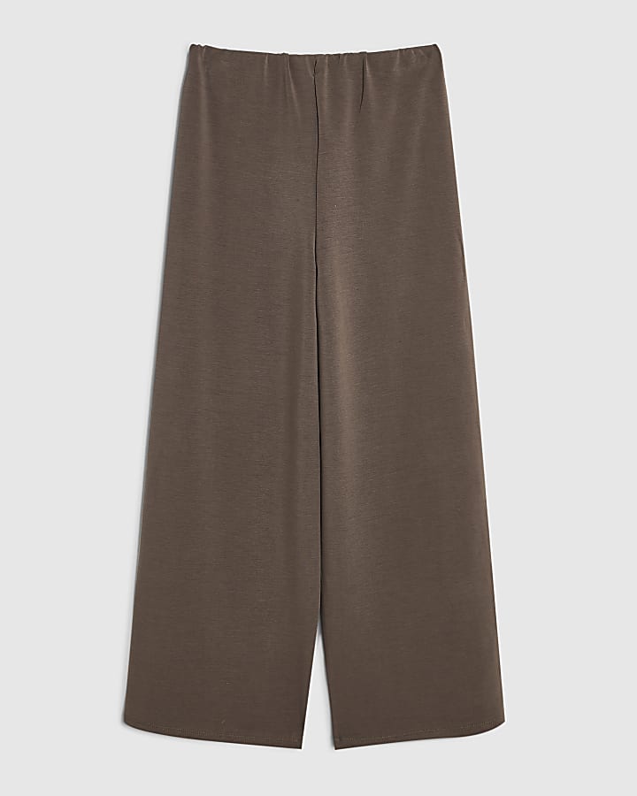Girls Khaki Soft Touch Wide Leg Trousers