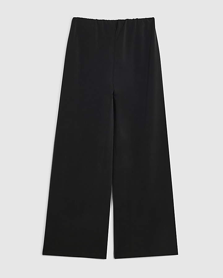 Girls Black Soft Touch Wide Leg Trousers