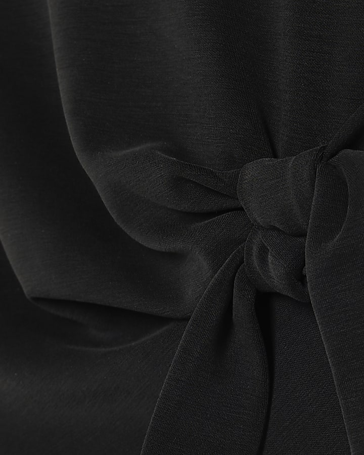 Girls Black Soft Touch Tie Side Top