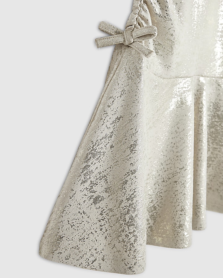 Girls Gold Ruched Side Dress