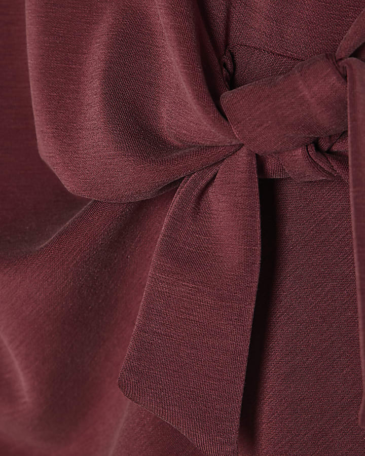 Girls Burgundy Premium Side Tie Dress