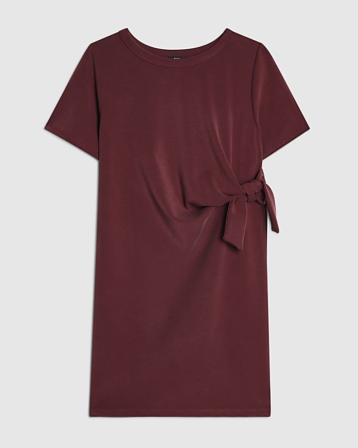Girls Burgundy Premium Side Tie Dress