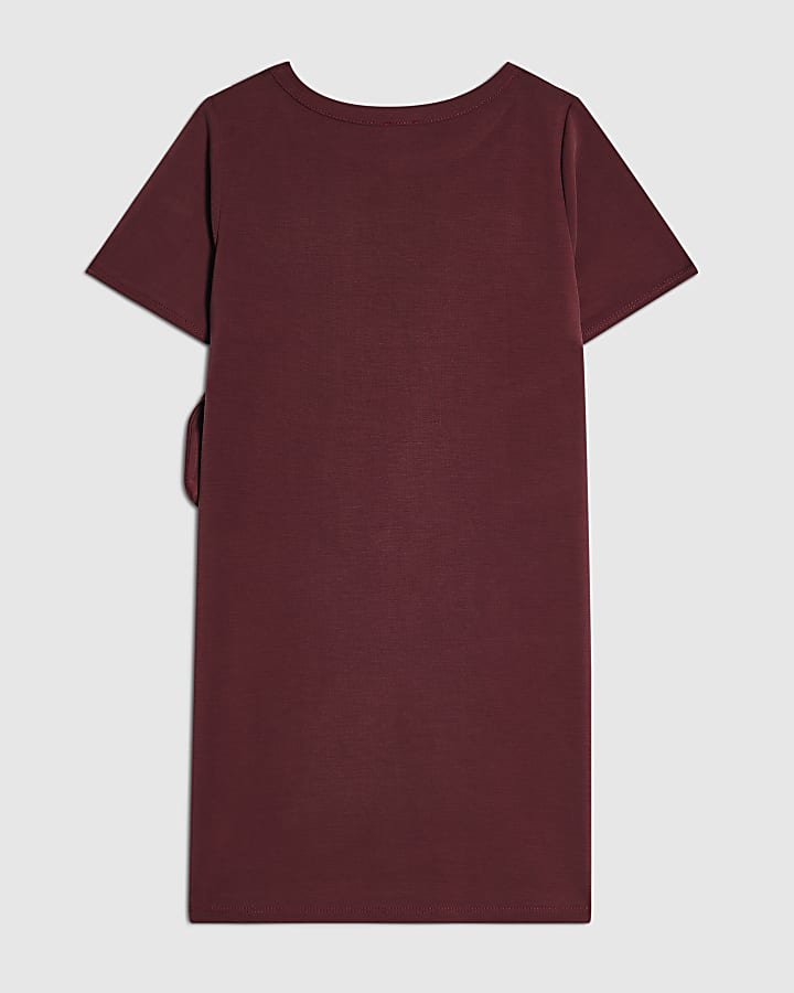 Girls Burgundy Premium Side Tie Dress