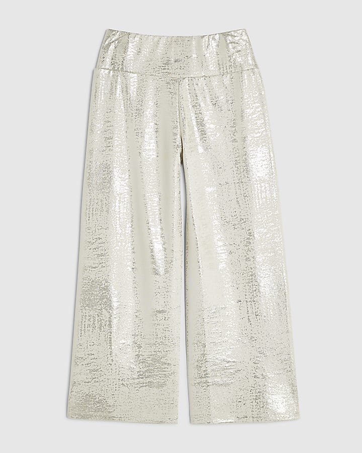 Girls Gold Foil Wide Leg Trousers