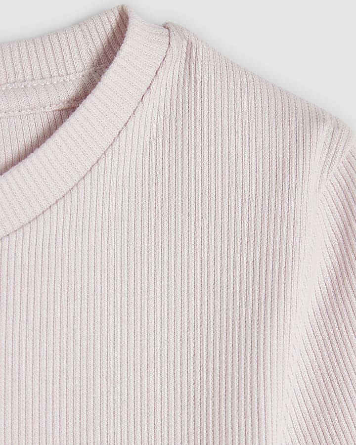 Girls Pink 3D Pearl Bow Top