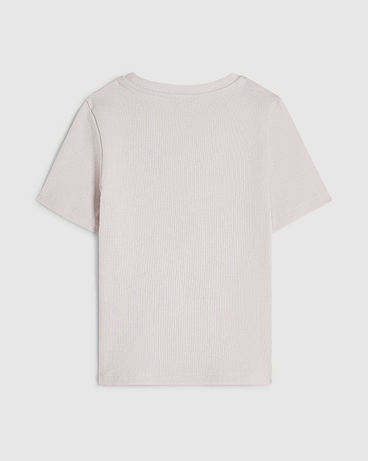 Girls Pink 3D Pearl Bow Top