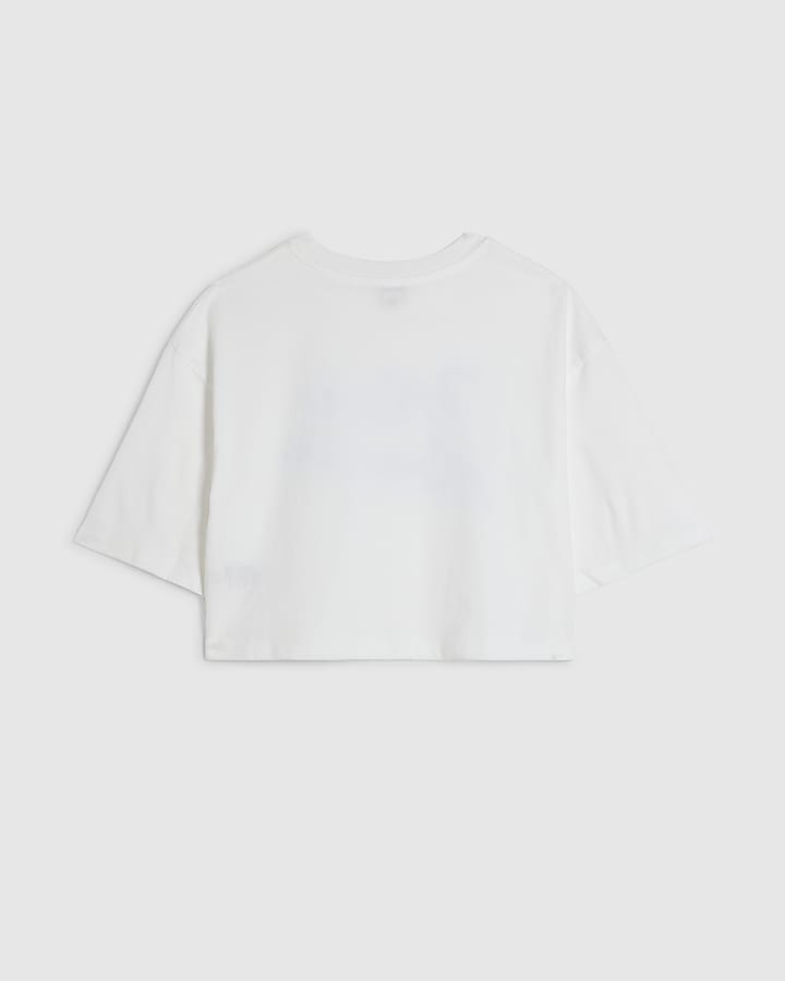 Girls White Diamante Mon Amour T-Shirt
