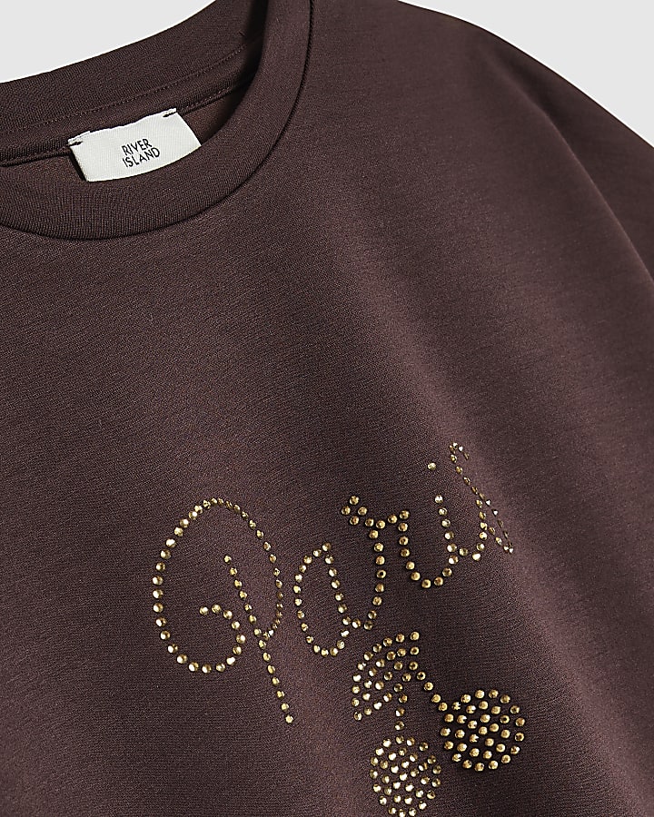 Girls Brown Paris Cherry Bow T-Shirt
