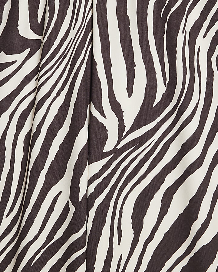 Girls White Zebra Print Tie Side T-Shirt Set