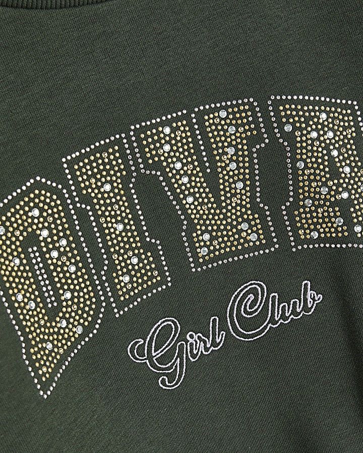 Girls Green Diva Embellished Sweatshirt