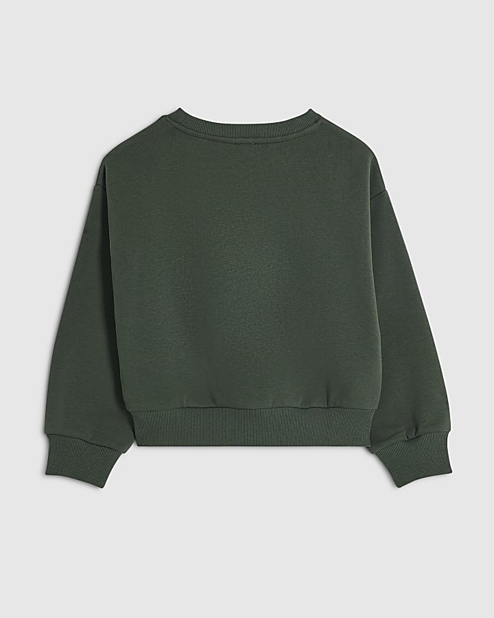 Girls Green Diva Embellished Sweatshirt