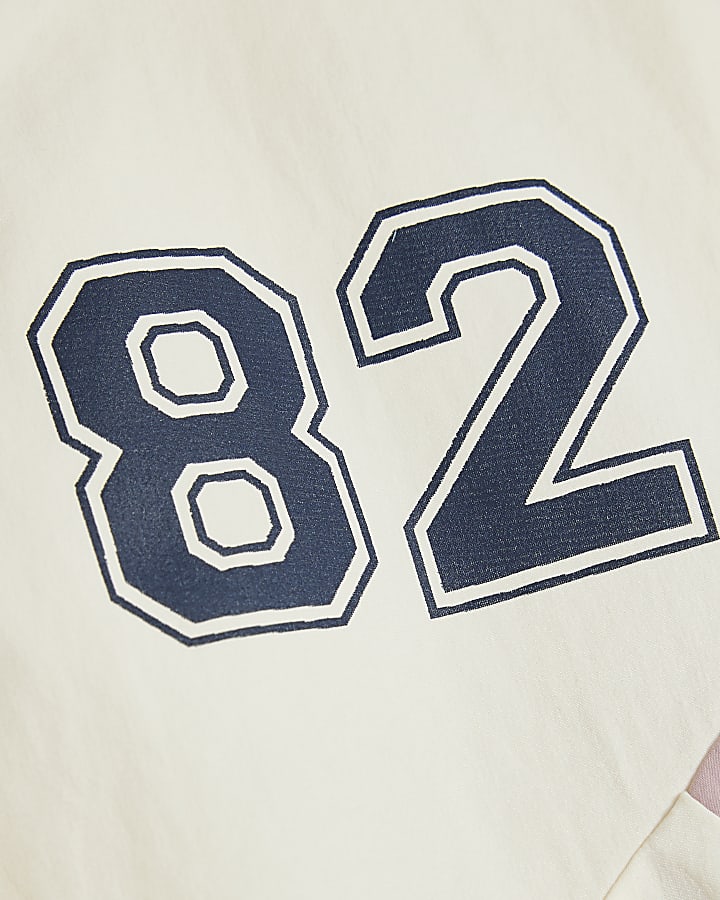 Girls Cream Blocked Funnel Bomber Jacket