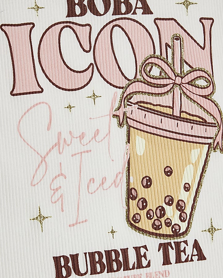 Girls White Boba Icon Tank Top