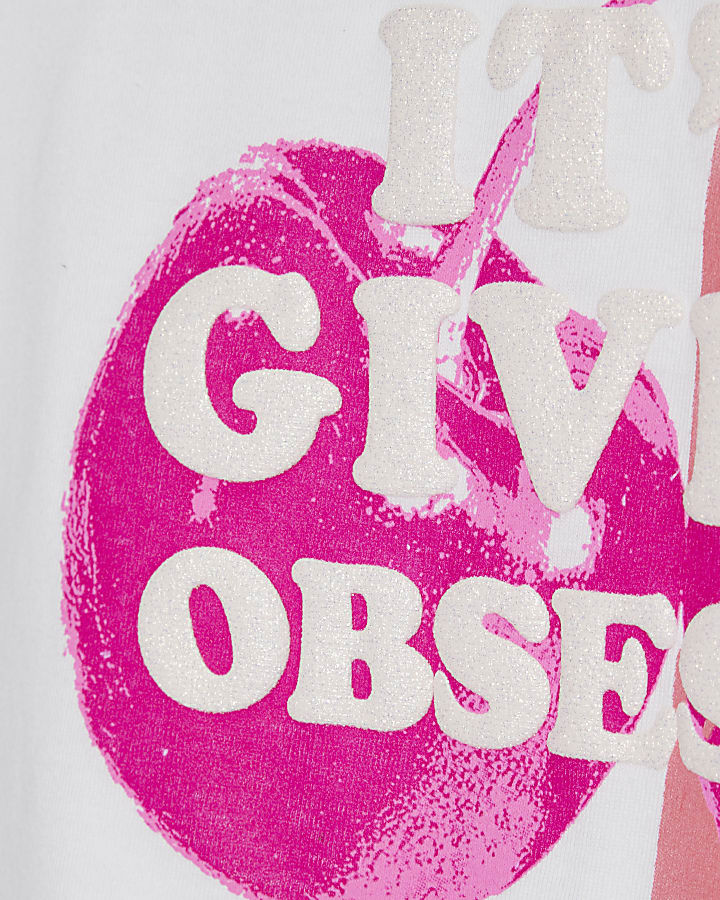 Girls White Giving Obsessed Cherry T-Shirt