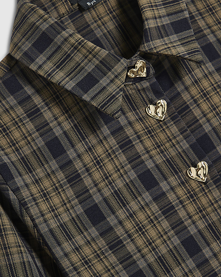 Girls Blue Check Shirt Tie Dress