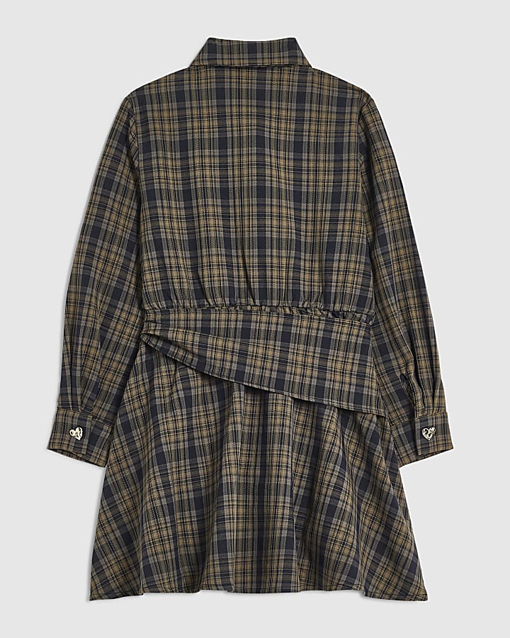 Girls Blue Check Shirt Tie Dress